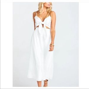 Show Me Your Mumu White Open Front Midi Dress L